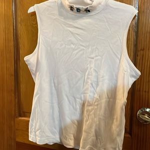 CJ Banks White Sleeveless with Snowmen Mock Turtleneck Size X